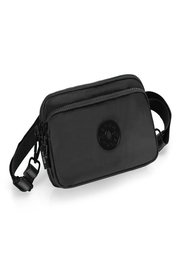 حقيبة كروس صغيرة للنساء من BAG IN - حقيبة كتف من النايلون خفيف الوزن مع حزام قابل للتعديل وجيب أمامي بسحاب - للسفر والاستخدام اليومي (أسود) - Image 2